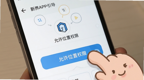 �½�APP��������ҳ�棬һֻ�ɰ��Ŀ�ͨ��ָ���ڵ���ֻ���Ļ�ϵġ�����λ��Ȩ�ޡ���ť����Ļ�����Ǽ����½���棬����������ͼ��ָʾ����������׶�