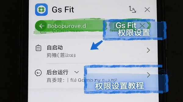 Gs Fit Ȩ�����ý̳̽�ͼ���ֻ���Ļ��ʾӦ��Ȩ�޹���ҳ�棬��ע���������̨����ѡ���ɫ������ʾ���������� Gs Fit �ɼ�