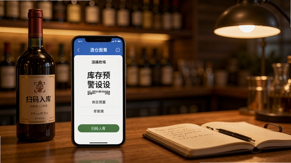 �Ʋ�ȦAPP���ֻ��ϵĲ�����ͼ��չʾɨ��������Ϳ��Ԥ������ҳ�棬�ֻ��Ա��о�ƿ�ͱʼǱ�������Ϊůɫ�ƹ��µĵ��̹�̨��ͻ���ƶ��칫�����
