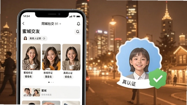 �����罻Ӧ�ùٷ�����ͼ��չʾ�ֻ���Ļ��ͬ�ǽ��ѽ�����������֤��ʶ������Ϊ��ܰ�ĳ���ҹ���������������