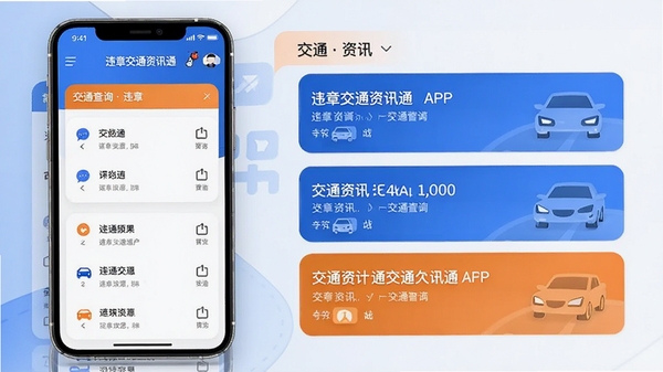 Υ�½�ͨ��ѶͨAPP����չʾ���ֻ���Ļ�г���Υ�²�ѯ����б��뽻ͨ��Ѷ��Ƭ������ɫ���ɫΪ��ɫ�����ִ������