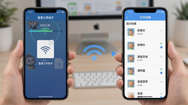 �������������ļ��������ʾ��ͼ��չʾ��̨�ֻ�֮��ͨ��WiFi���ӻ����ļ��ĳ�����������ʾ������Ⱥ��ļ��б�