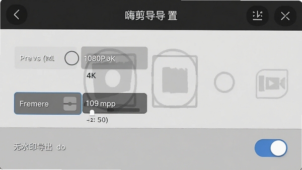 �˼��������ý��棬��ʾ�ֱ���ѡ��1080P��4K��֡��ѡ���Լ���ˮӡ�������أ�����������