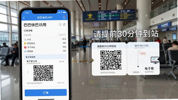 �ͰͿ��APP���ֻ��ϵĲ�����ͼ��չʾ������������ӿ�Ʊ��ά�룬�Ա�����ʾ���֡�����ǰ30���ӵ�վ��������Ϊ����վ���������дʵ