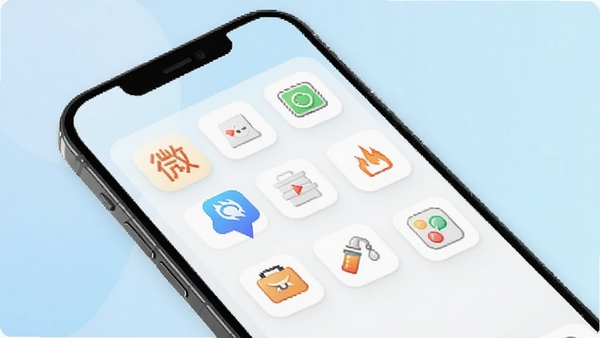 ΢��app������չʾͼ���ֻ���Ļ�г��ּ����ˬ�Ĺ�����壬ͼ���������룬����Ϊǳɫ���䣬ͻ��������ݵ�������ɫ