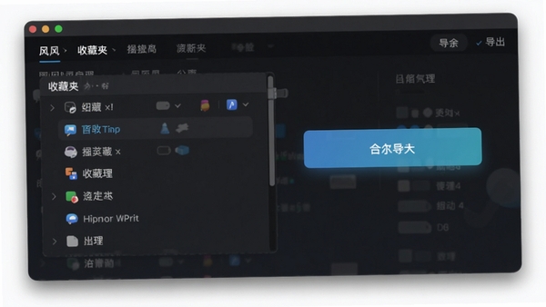 ͼ����ˮ�ղؼ��뵼�����ܽ��棬չʾ��������뵼����ť