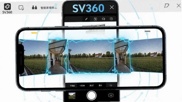 SV360��������չʾ����ƴ��ȫ����Ƭ�Ĺ��̣��ֻ���Ļ��ʾ������Ƭ�����Զ��ںϣ�������пƼ�����ɫ��Ч����������SV360�ڶ�����Ŀλ��