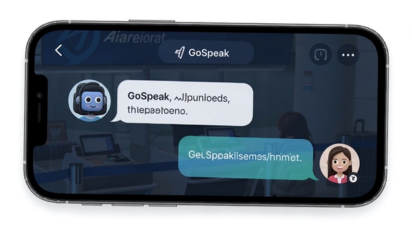 GoSpeak�龰ģ��Ի����ܽ��棬�ֻ���ʾ����ֵ���Ի�������AI��ɫͷ�����û��Ի����ݣ�Ӣ�������ϰ����UI���