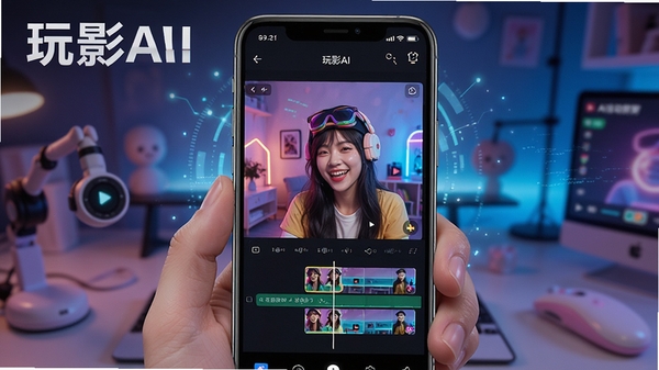 ��ӰAI������Ƶ��������չʾ���ֻ���Ļ����ʾAI�Զ��������ܣ�ɫ�����޵Ķ���Ƶ�༭���棬���пƼ��й�Ч������������ӰAI��Ŀ��ʾ