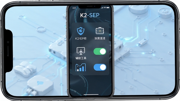 K2-SEP��������չʾ���ֻ���Ļ��ʾ���ܸ������ߵĿ�����壬����ͼ���뿪�ذ�ť������Ϊ����ɫ���䣬ͻ���Ƽ�����������