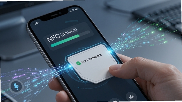 �ֻ�NFC��ȡ����д���ǩ���ܽ��棬�ֻ�������һ�ſհ�NFC��ǩд����ַ��Ϣ����Ļ��ʾд���������ɹ���ʾ����Χ������������Ч���Ƽ���ʮ��