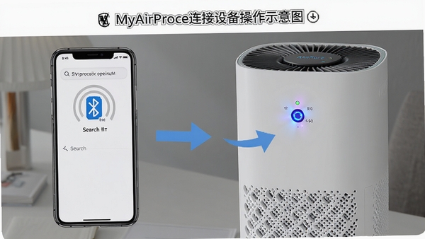 MyAirProce�����豸����ʾ��ͼ���ֻ���Ļ��ʾ�����������棬�Ա��ǿ���������ָʾ����˸��������м�ͷָʾ�������裬���������