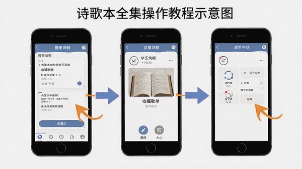 ʫ�豾ȫ�������̳�ʾ��ͼ��չʾ�ֻ���Ļ������ʫ�衢�ղظ赥�����������С�ķֲ��������棬���ֱ�ۣ����м�ͷ��ע