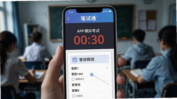 ����ͨAPPģ�⿼�Խ��棬�ֻ���Ļ����ʾ����ʱ�ʹ��⿨������Ϊ���Գ������ͻ�����Ÿк���ʵ��