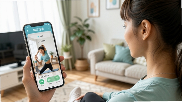 ÿ���˶�APP������չʾ��һλ�������ڿ��������ֻ���Ļ�����춯���������������£�ͻ���˶���������