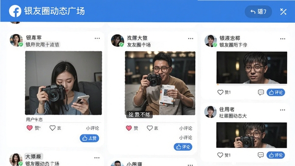 ����Ȧ��̬�㳡���棬չʾ�û�������ͼ�Ķ�̬���������������۰�ť��������ɫ������Ϊ��������罻��