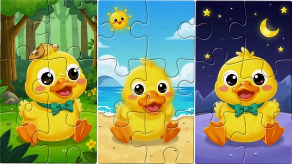 ������Ѽ�ೡ��չʾƴͼ��ɭ�֡���̲���ǿ����������е�СѼ�����󣬿�ͨ���ɫ�ʷḻ