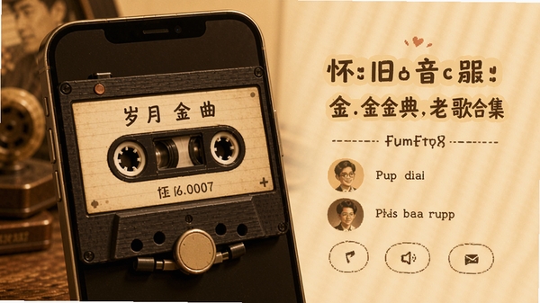 岁月金曲 怀旧音乐播放器 复古磁带界面 经典老歌合集 温馨怀旧风格 手机应用展示图