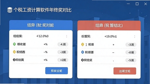 个税工资计算软件年终奖对比功能界面截图,展示两种计税方式的结果差异,界面清晰易读