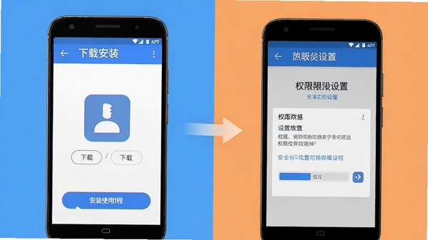Ħ��APP�ڰ�׿�ֻ��ϰ�װʹ�ý̳�ʾ��ͼ��չʾ���ذ�װ�����Ȩ�����ý��棬�ֻ���Ļ��ͼ�������ֱ��