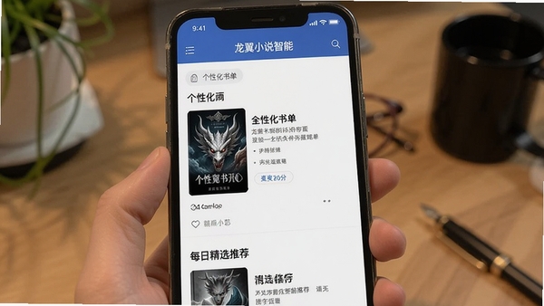 龙翼小说智能推荐页面,展示个性化书单和每日精选推荐,手机屏幕展示
