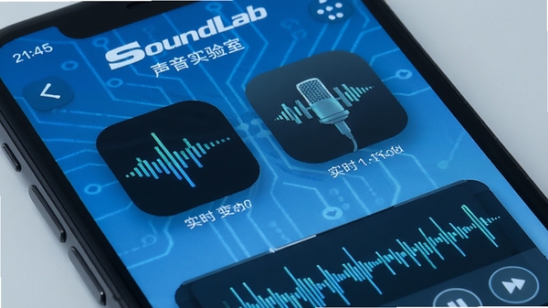 SoundLab����ʵ�����ֻ�App����չʾ��ʵʱ��������Ƶ�༭���ܣ��Ƽ�����ɫ�����ֻ���Ļ��д