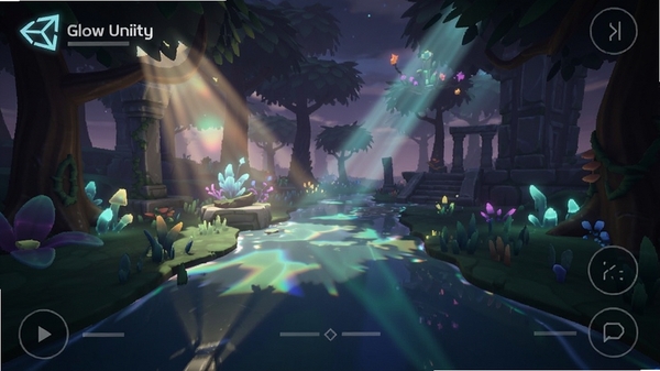 Glow Unity游戏主界面截图,展示唯美的光影折射场景与极简UI设计