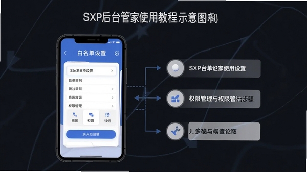 SXP��̨�ܼ�ʹ�ý̳�ʾ��ͼ���ֻ���Ļչʾ������������Ȩ�޹������裬���̷̳��