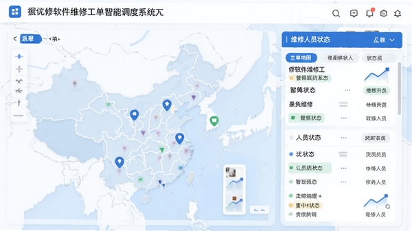 ��������ά�޹������ܵ���ϵͳ���棬չʾ�ɵ���ͼ��ά����Ա״̬�б����Ƽ�����ɫ����ƽ����Ʒ��