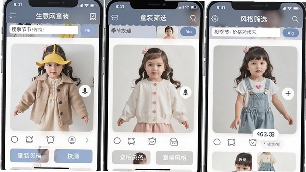 ������ͯװ��ԴAPP����ɸѡ����չʾ�������ڼ۸���ɸѡͯװ��Դ�Ľ����ͼ