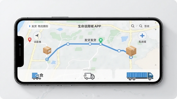 ����˵�̳�APP�������ٽ��棬�ֻ���Ļ��ʾ��������·��ͼ�����ͽ��ȣ�����ֱ�۵�չʾ�ӷ�����ǩ�յ���������