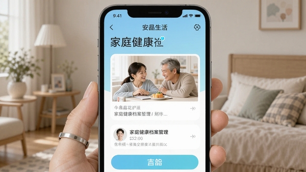 安晶生活APP家庭健康档案管理界面