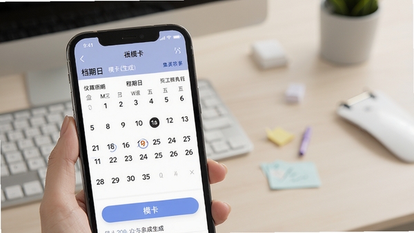 ����ģ��APP���ֻ��ϵĲ��������ͼ��չʾ����������ģ������ҳ�棬����Ϊǳɫ�칫���棬ͻ����ݲ���