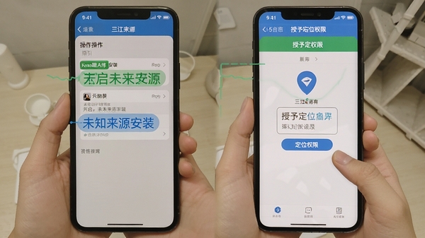 ��������APP��װ��Ȩ�����ò���ָ��ͼ��չʾ�ֻ����ý����п���δ֪��Դ��װ�����趨λȨ�޵Ĳ���ʾ��