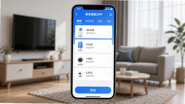 �Ұ�����APP�豸���ӽ��棬�ֻ���Ļ��ʾ�����豸�б������Ӱ�ť���������ִ�����ɫ�Ƽ���񣬼Ҿӳ�������