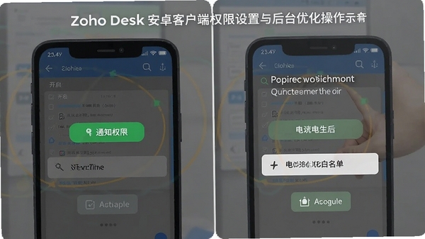 Zoho Desk ��׿�ͻ���Ȩ���������̨�Ż�����ʾ��ͼ��չʾ֪ͨȨ�޿����͵���Ż�����������