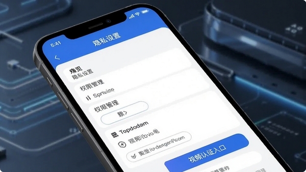 ���ٽ���APP�ƶ��˲������棬չʾ��˽����ҳ������Ƶ��֤��ڣ��ֻ���Ļ�пɼ�Ȩ�޹���ѡ��������Ƽ���