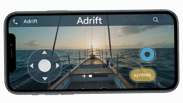 Adrift�ƶ��˲������棬չʾ����ҡ�˺ͺϳɰ�ť���֣��ֻ���Ļ��ʾ���󳡾�����������Adrift