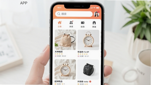 ������ѡAPP����չʾ���ֻ���Ļ�г��־�ѡ��Ʒ�ٲ������֣��������������ͷ���ͼ�꣬�����������£�ͻ����ݹ�������