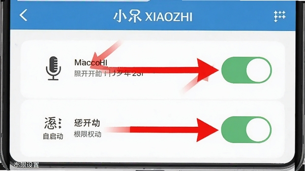С��XIAOZHIȨ�����ý����ͼʾ��ͼ��չʾ��˷硢��������������Ȩ�޿���λ�ã��ú�ɫ��ͷ��ע�ؿ�Ȩ�ޣ��ֻ�������