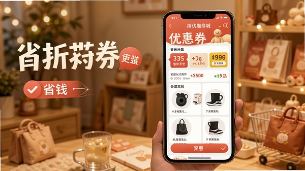 ƴ�Ż��̳�APP��ҳչʾ�Ż�ȯ�ۺϽ��棬�ֻ���Ļ�г��ָ�����Ʒ�Ż���Ϣ��ʡǮ��ǩ������Ϊ��ܰ�Ĺ��ﳡ����ͻ��ʡǮ��������