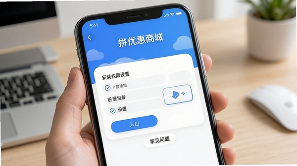ƴ�Ż��̳�APP���ֲ���ָ�����棬չʾ��װȨ�������볣����������ڣ��ֻ���Ļ�г��������Ĳ���������ʾ