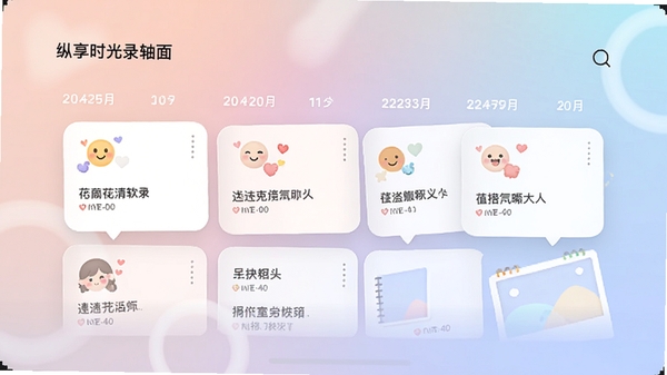 ����ʱ��ʱ���Ṧ�ܽ��棬�ֻ���Ļչʾ���������е������¼��Ƭ��ÿ�ſ�Ƭ��������ͼ��ͼ�����֣�����Ϊ��ͽ���ɫ��
