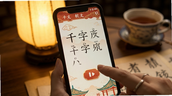 ǧ���������ƶ��˲������棬��ָ����ֻ���Ļ�ϵ�ǧ���ľ��ӣ���ʾƴ����ע�Ͳ��Ű�ť���й���UI��ƣ�ůɫ�ƹ⣬ʹ�ó���ʵ��ͼ