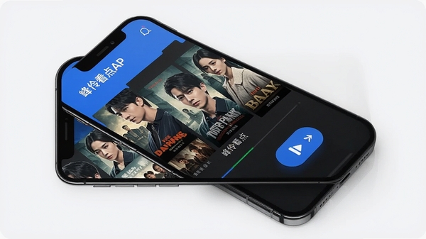 ���濴��APP���Ž���չʾ���ֻ���Ļ����ʾӰ�Ӻ���ǽ�Ͳ��Ű�ť������ִ���UI��ƣ���ɫ��ɫ��