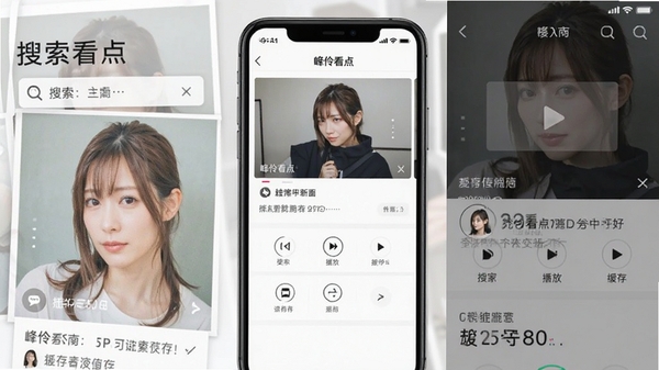 ���濴��APP�ƶ��˲��������ͼ��չʾ���������š�����ȹ���ҳ�棬�ֻ�ģ��չʾ���������