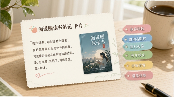 ��˵Ȧ����ʼǿ�Ƭչʾ����Ƭ������������ժ�����鼮���棬�Ա��в�ɫ��ǩ�������������գ�ͻ����˵Ȧ��������